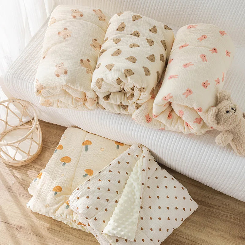 Cotton Baby Quilt Spring Summer Blanket Children's Muslin Comforter Soft Kindergarten Quilt Baby Items Bedding Doudou Blanket